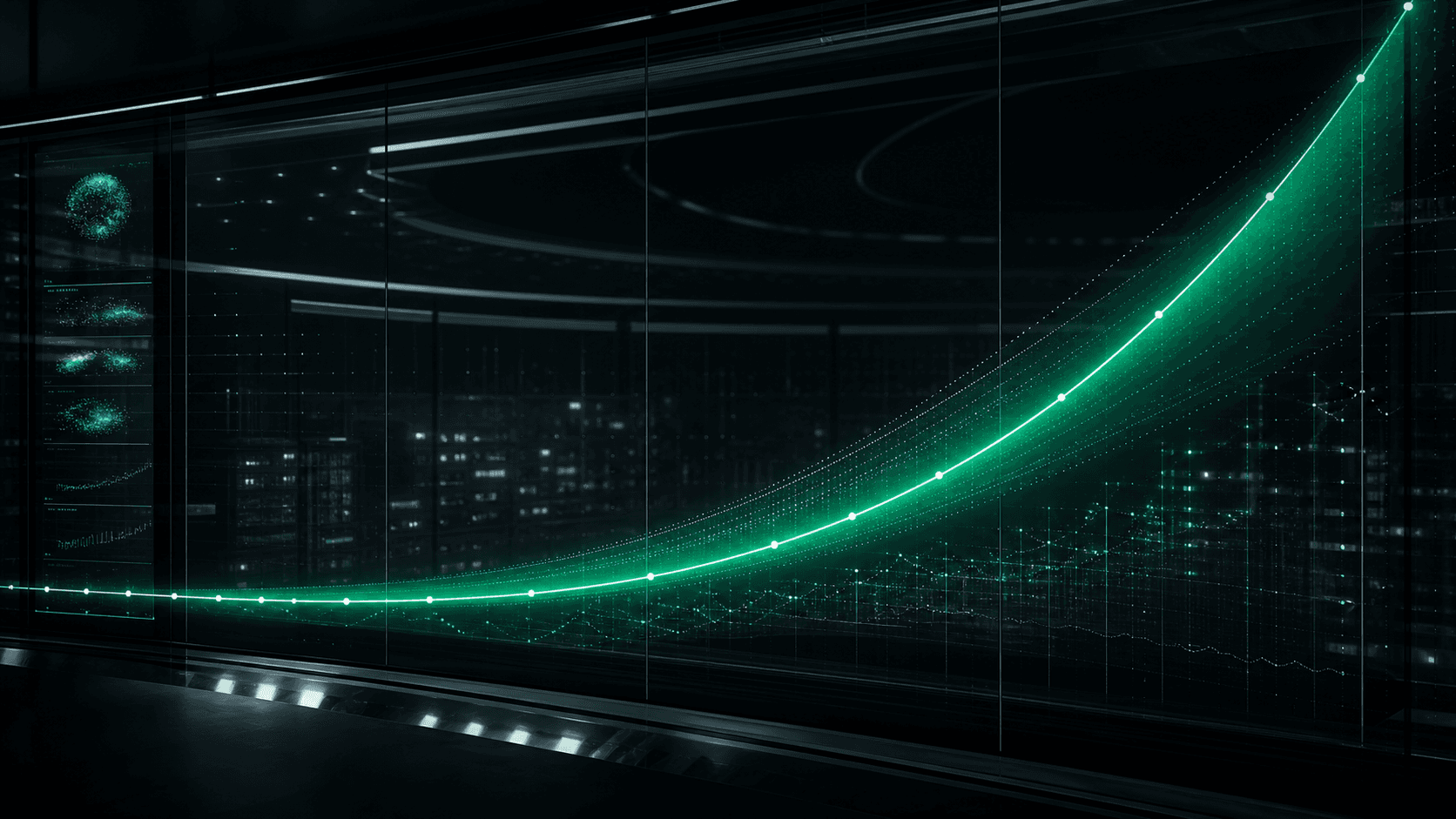 The Curve — 実測 2023–2026 → 外挿 2027–2030 — 「このまま行くと」を数字で描く